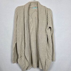 Maurices L Longline Open Knit Cardigan Beige Boho Drape